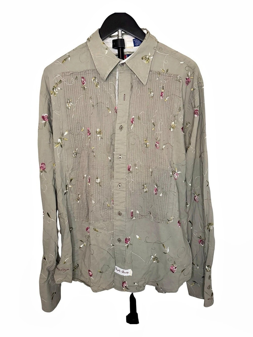 English Laundry Floral Embroidered Cotton Shirt Size XL